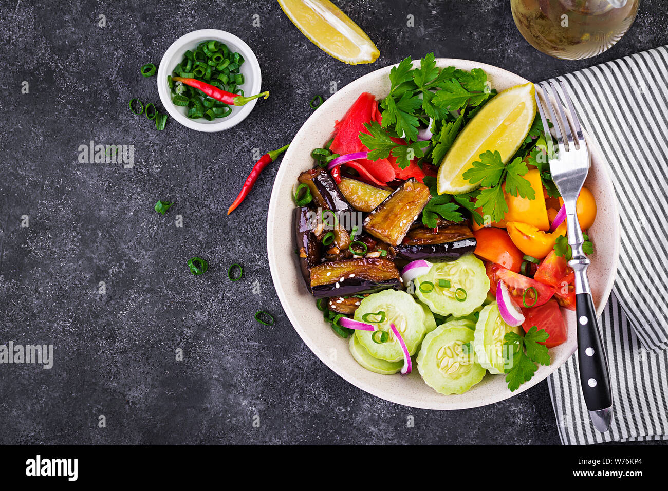 Salad fresh raw vegetables armenian cucumber, tomatoes, paprika