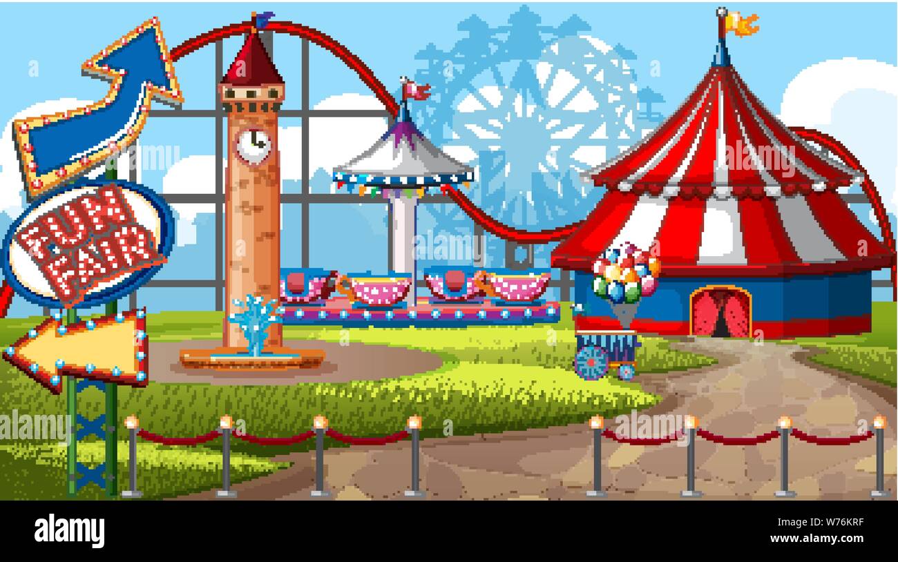An outdoor funfair scene illustration Stock Vector Image & Art - Alamy