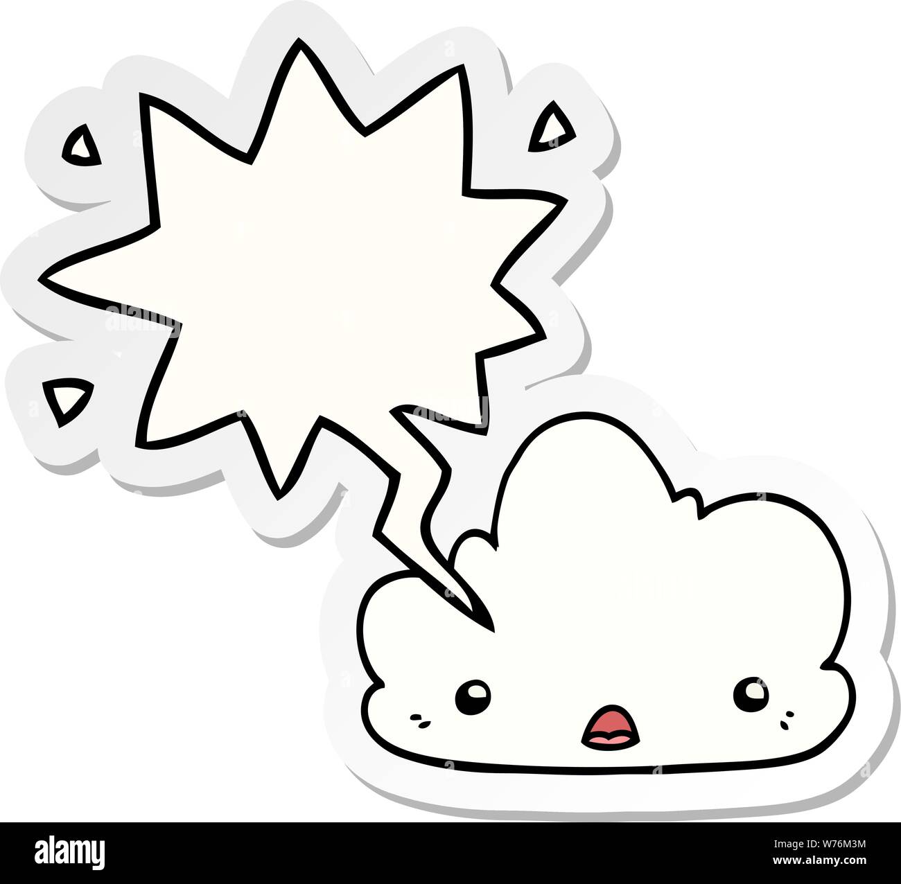 cute cartoon cloud with speech bubble sticker Stock Vector Image & Art ...