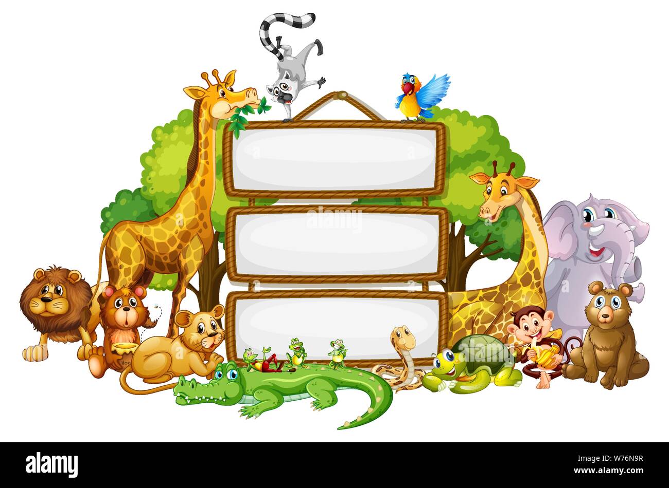 Border template design with cute animals illustration Stock Vector Image &  Art - Alamy