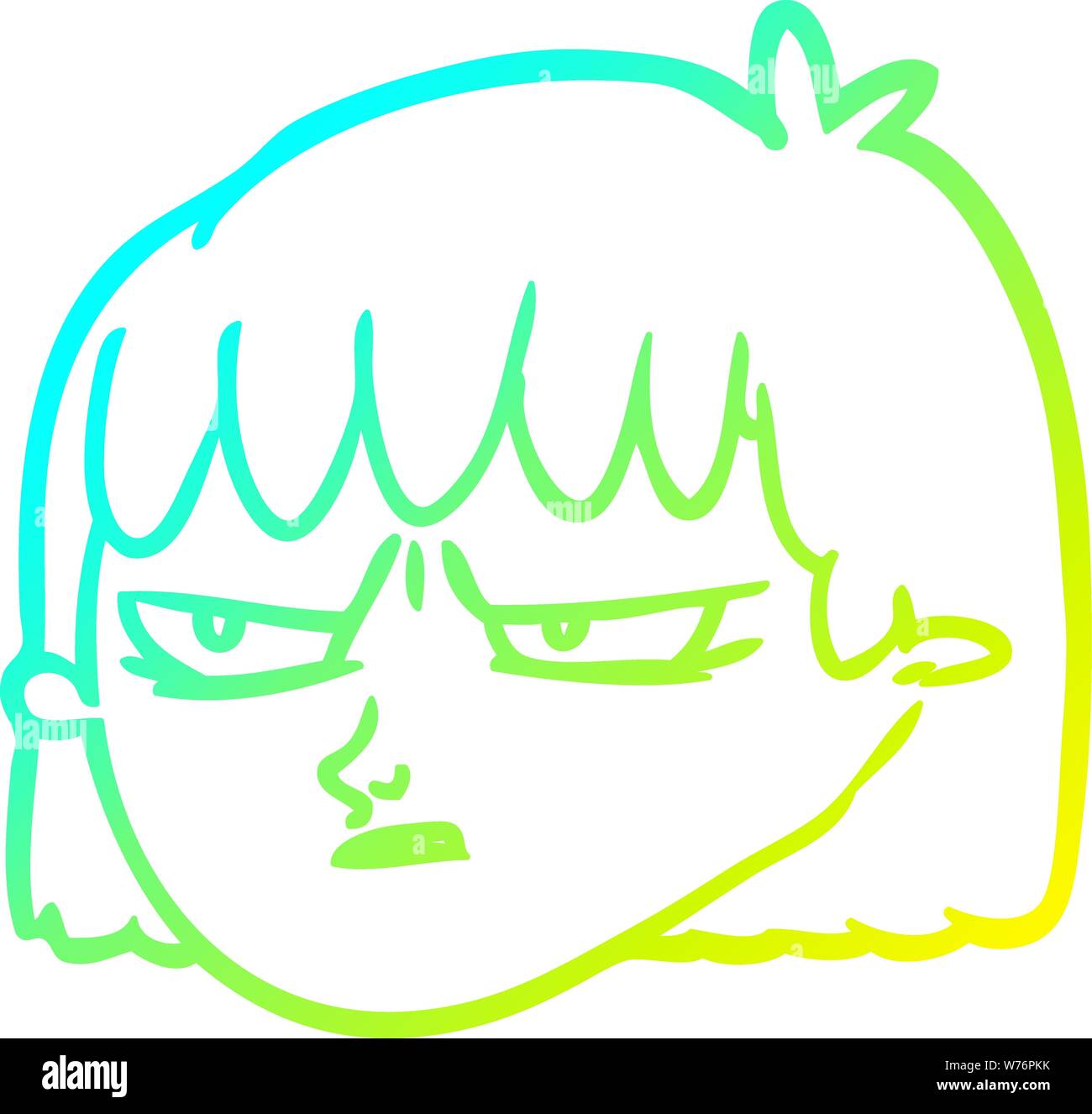 cold gradient line drawing of a angry woman Stock Vector Image & Art ...