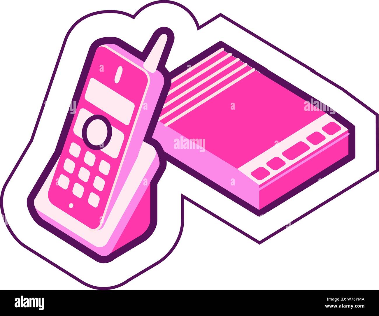conic landline telephone & answering machine system graphic with