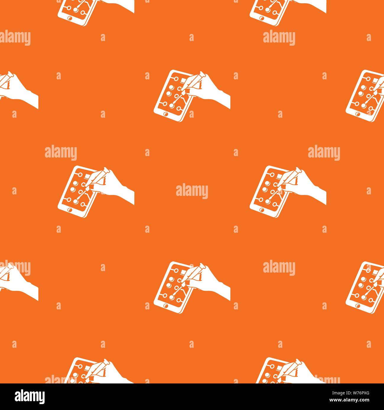 Repair screen smartphone pattern vector orange Stock Vector