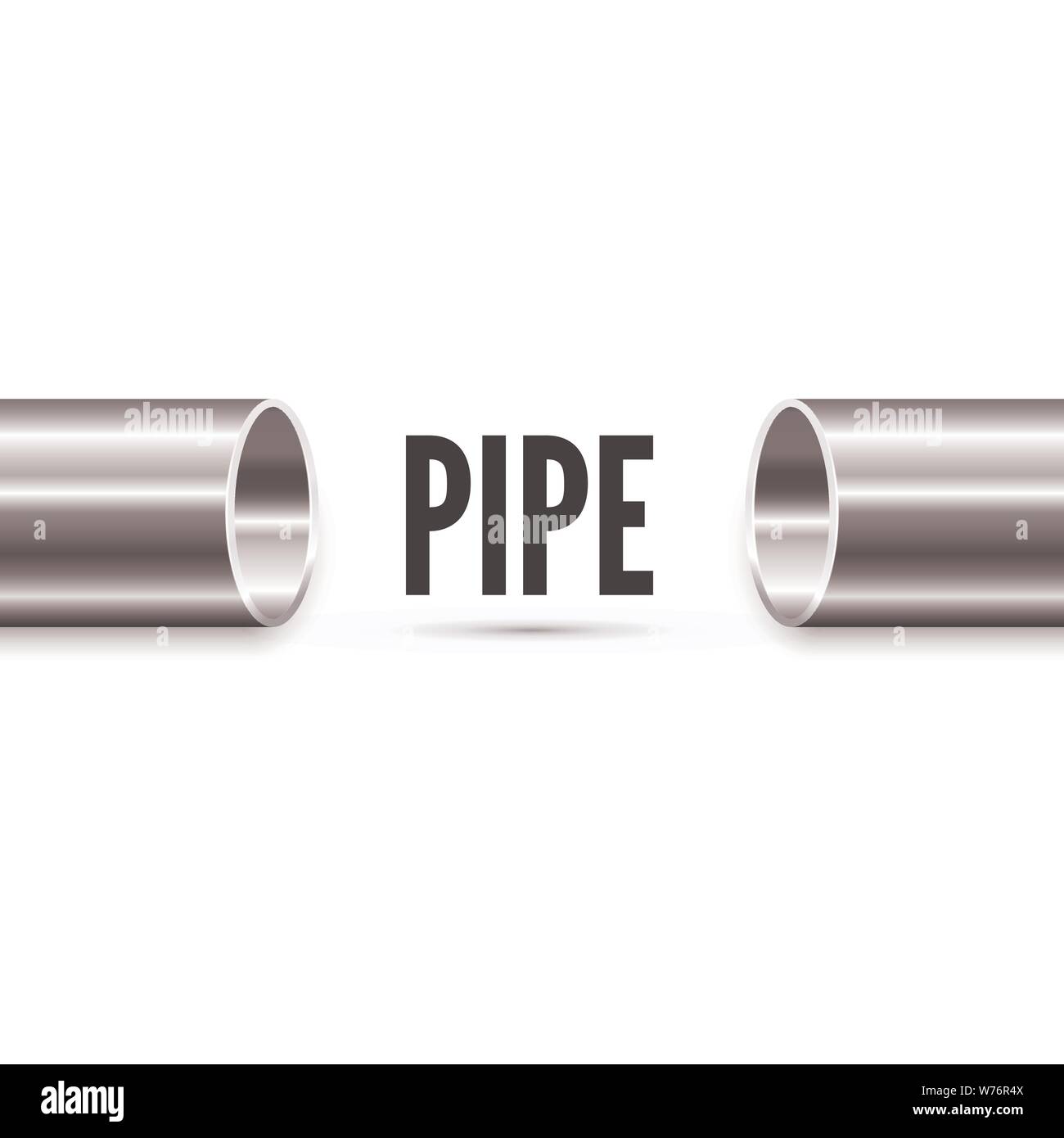 Glossy steel pipe. Tube prodaction banner isolated on white background. Vector illustration Stock Vector