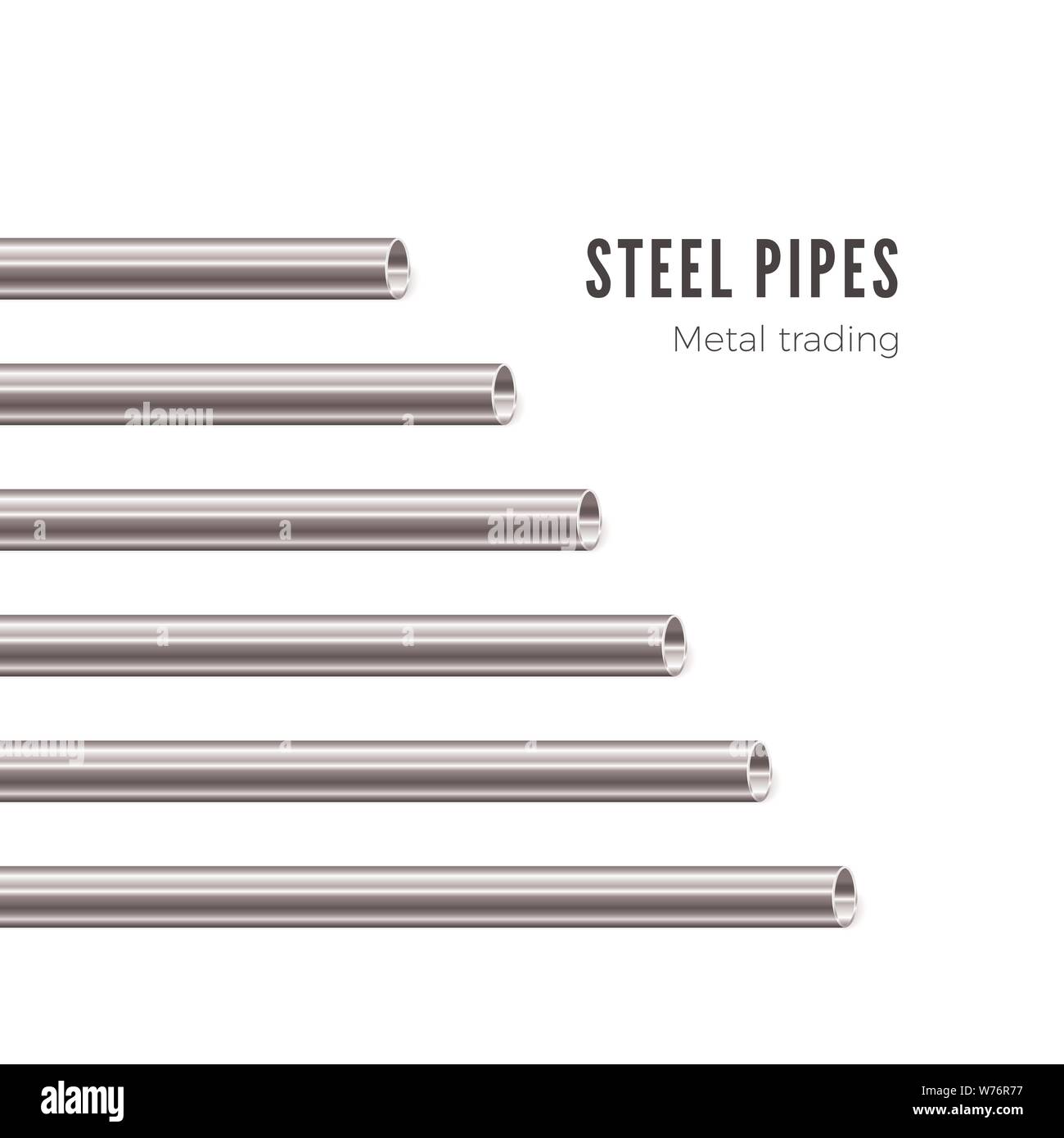 Metal pipe. Steel tubes banner. Vector illustration isolated on white background Stock Vector