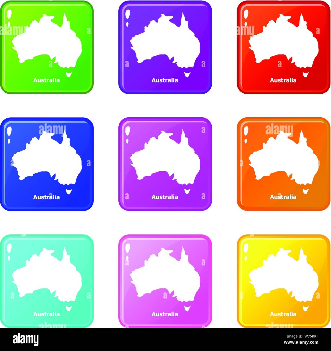 Australia map icons set 9 color collection Stock Vector Image & Art - Alamy