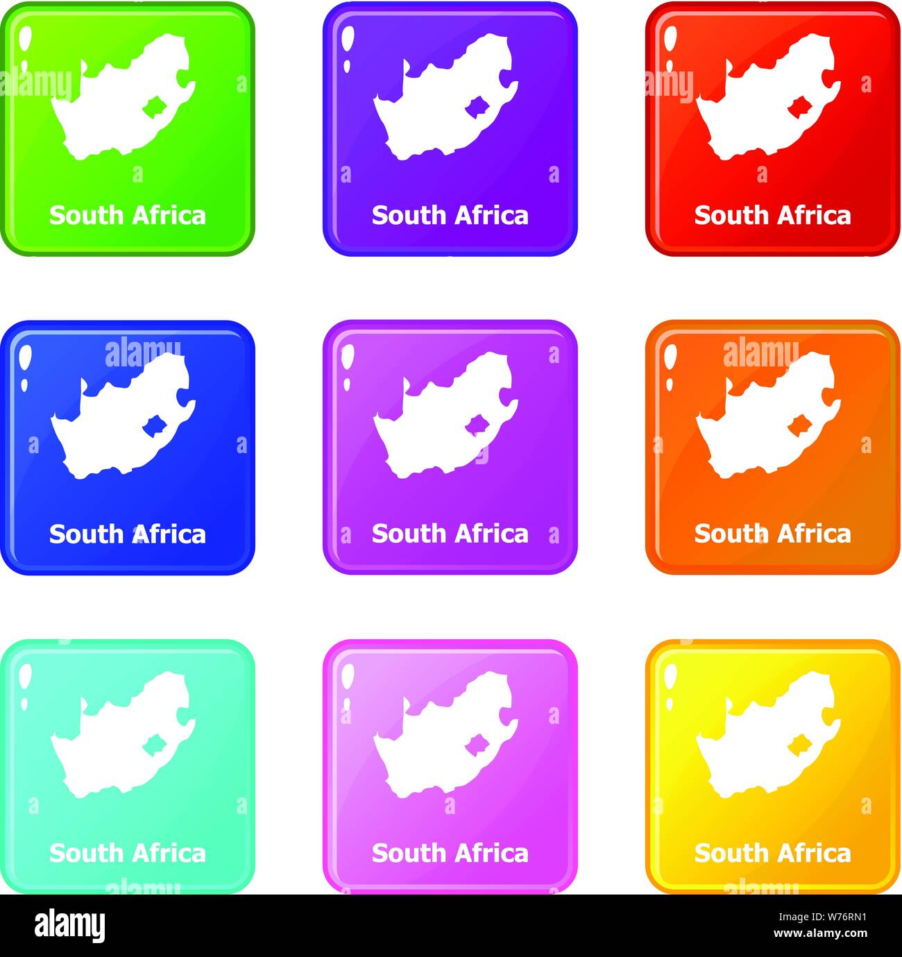 South africa map icons set 9 color collection Stock Vector Image & Art ...