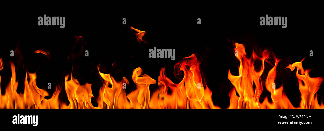 Fire flames on Abstract art black background Stock Photo - Alamy