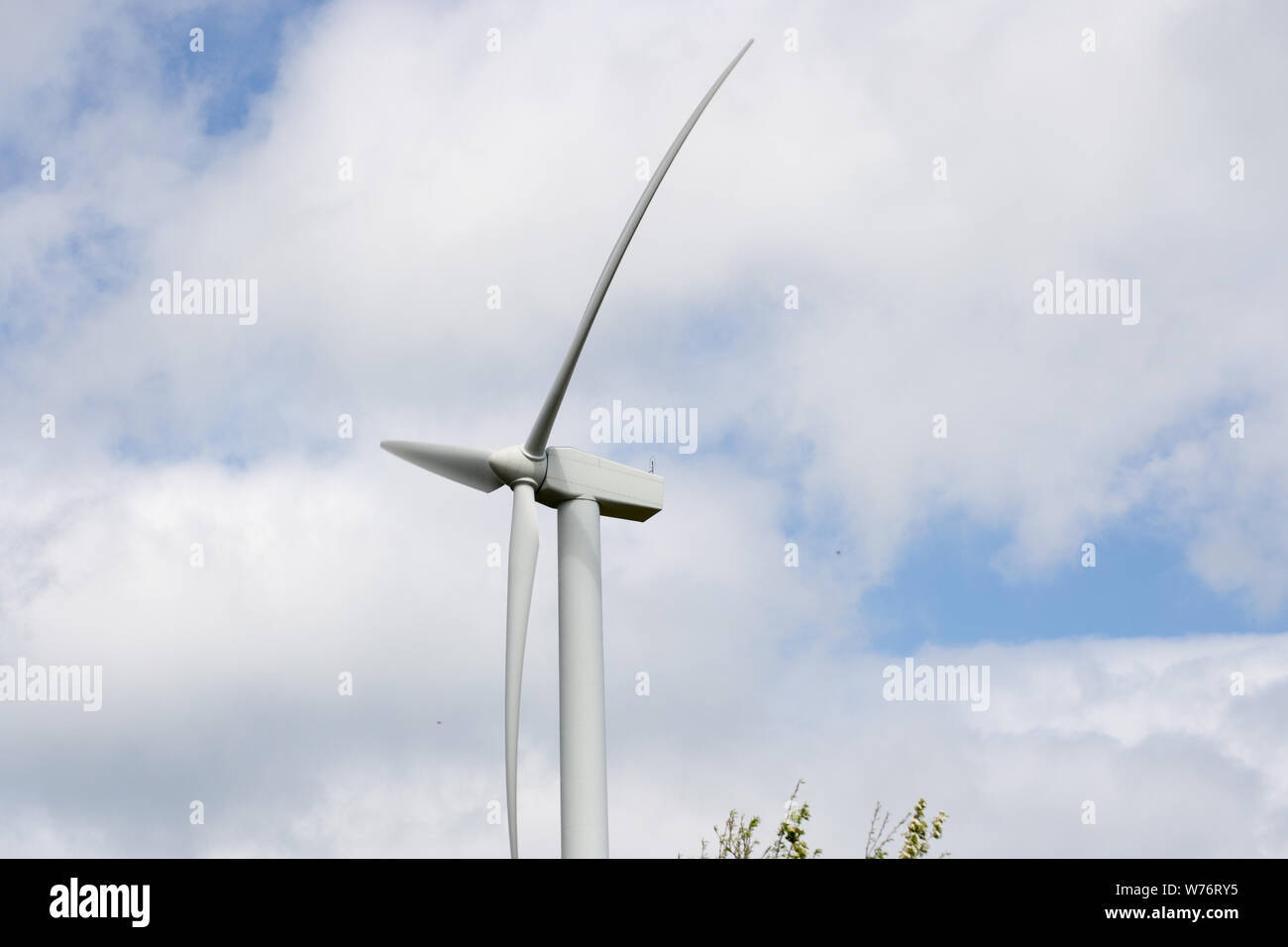 Detail of a wind turbine in the Monte Galletto wind farm in Bologna
