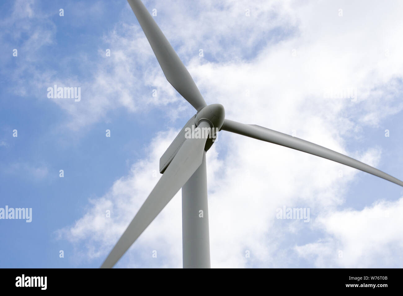 Detail of a wind turbine in the Monte Galletto wind farm in Bologna