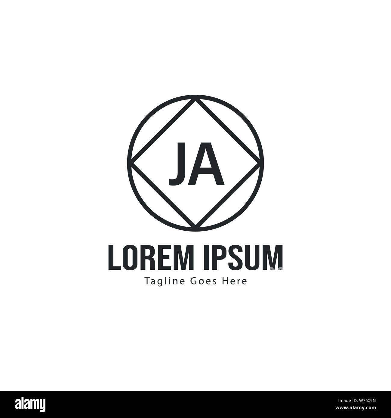 Initial JA logo template with modern frame. Minimalist JA letter logo ...