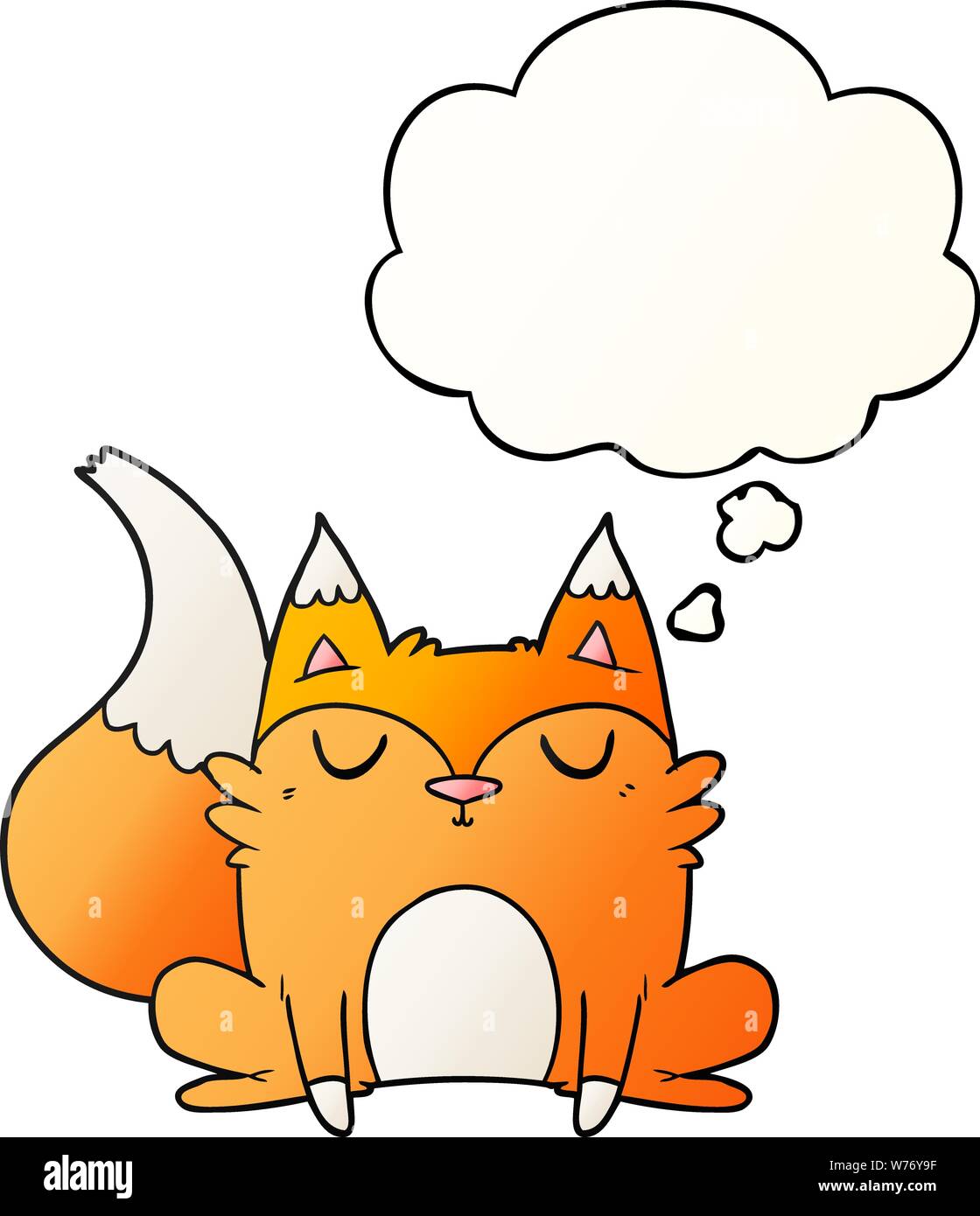 cartoon fox with thought bubble in smooth gradient style Stock Vector