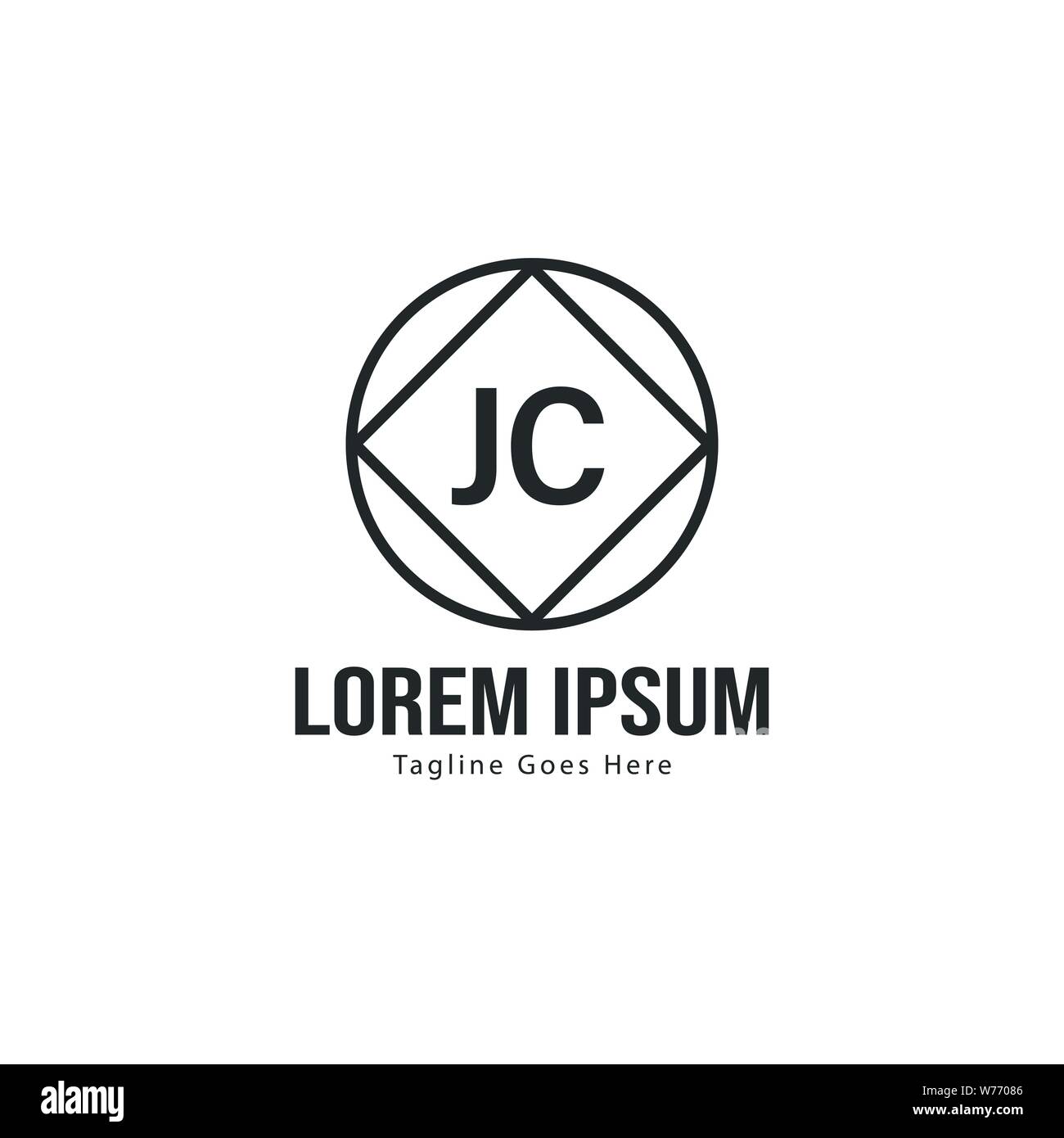 Initial JC logo template with modern frame. Minimalist JC letter logo ...