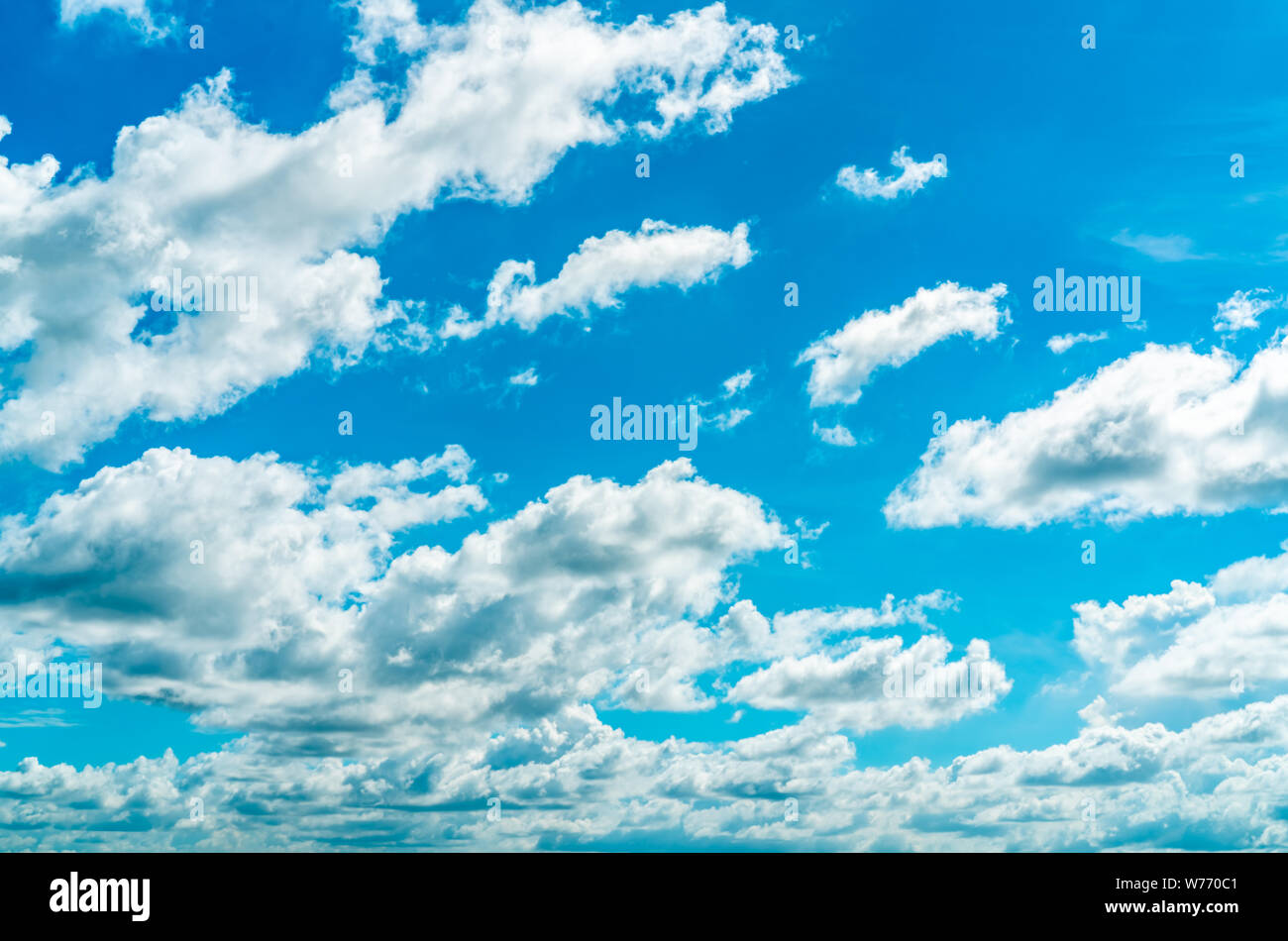 Beautiful blue sky and white cumulus clouds abstract background ...