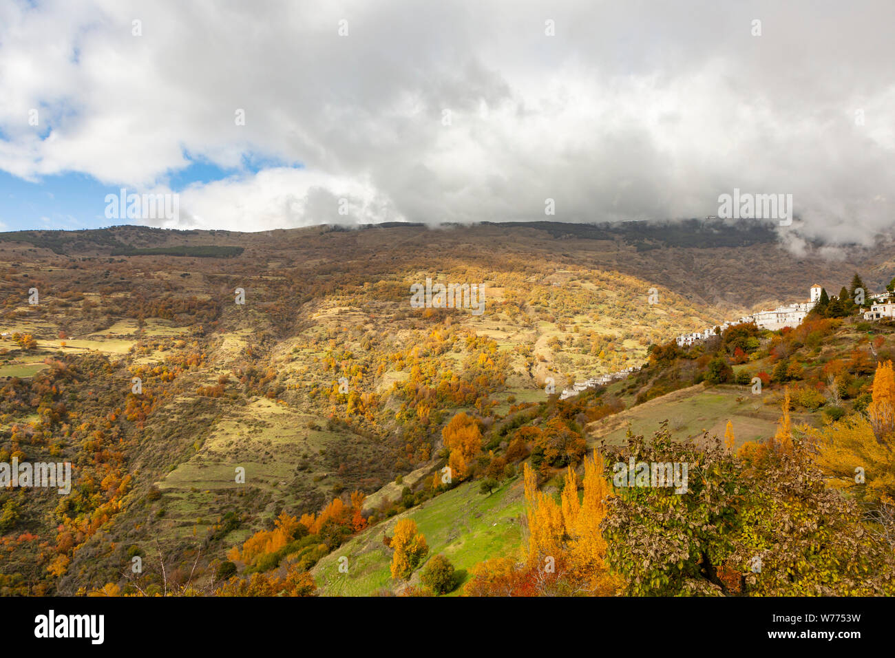 wide angle view in the Alpujarras, Sierra Nevada in Spain at fall Stock Photo