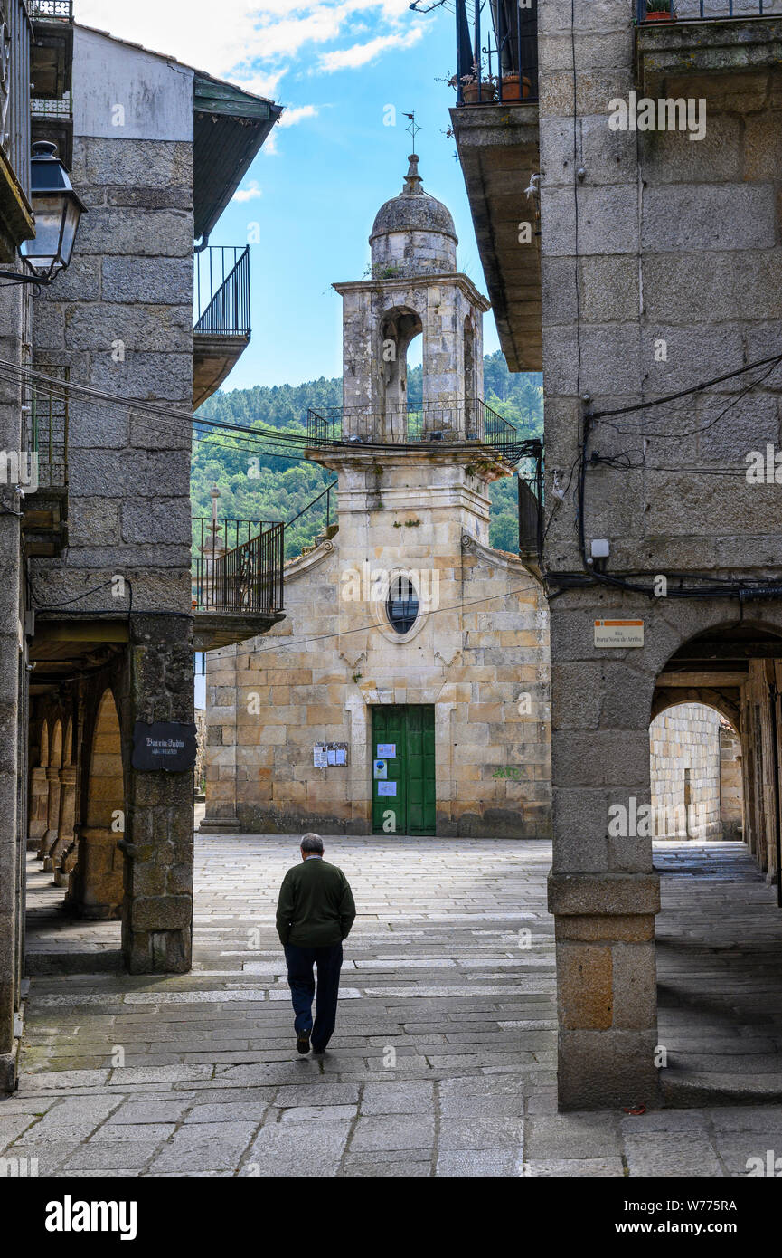 The old Jewish Quarter in the town of Ribadavia on The confluence of the river Avia and River Mino in Orense Province, Galicia, Spain Stock Photo