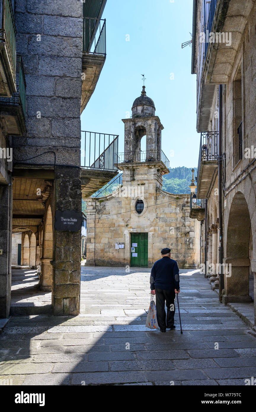 The old Jewish Quarter in the town of Ribadavia on The confluence of the river Avia and River Mino in Orense Province, Galicia, Spain Stock Photo