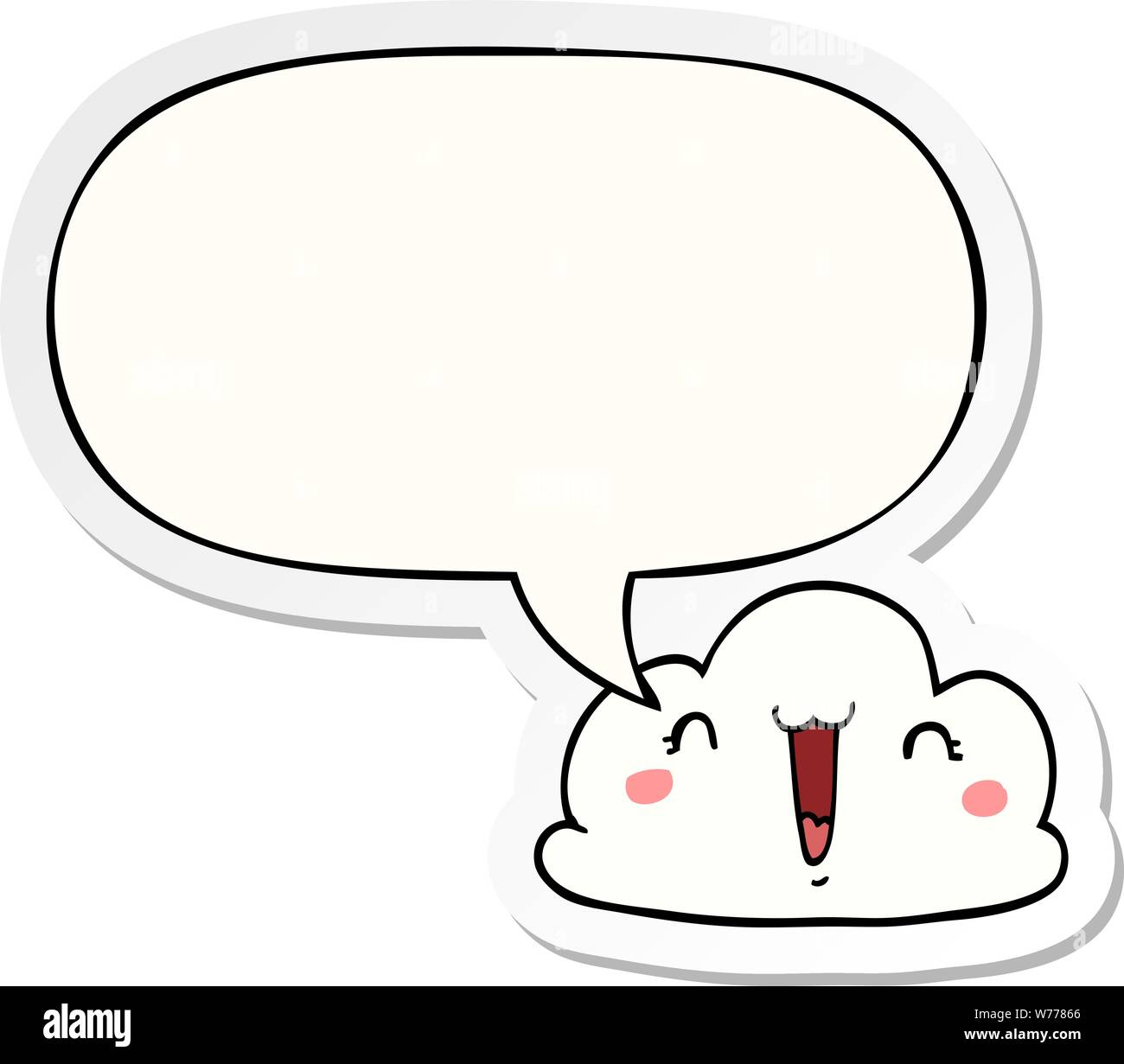 cute cartoon cloud with speech bubble sticker Stock Vector Image & Art ...