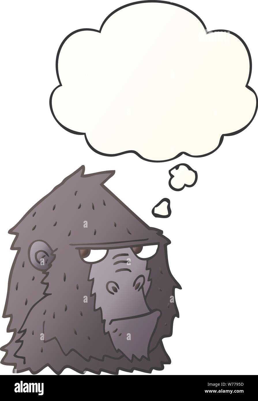 cartoon gorilla with thought bubble in smooth gradient style Stock Vector