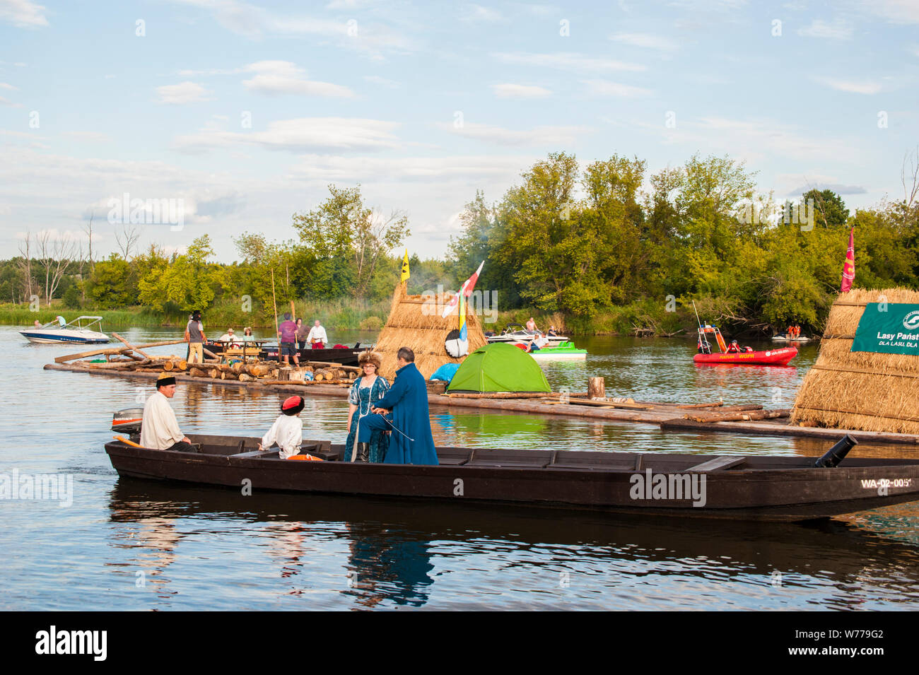 Polish Rivere Raft Reconstruction of traditional timber rafting on The Narew river in ...
