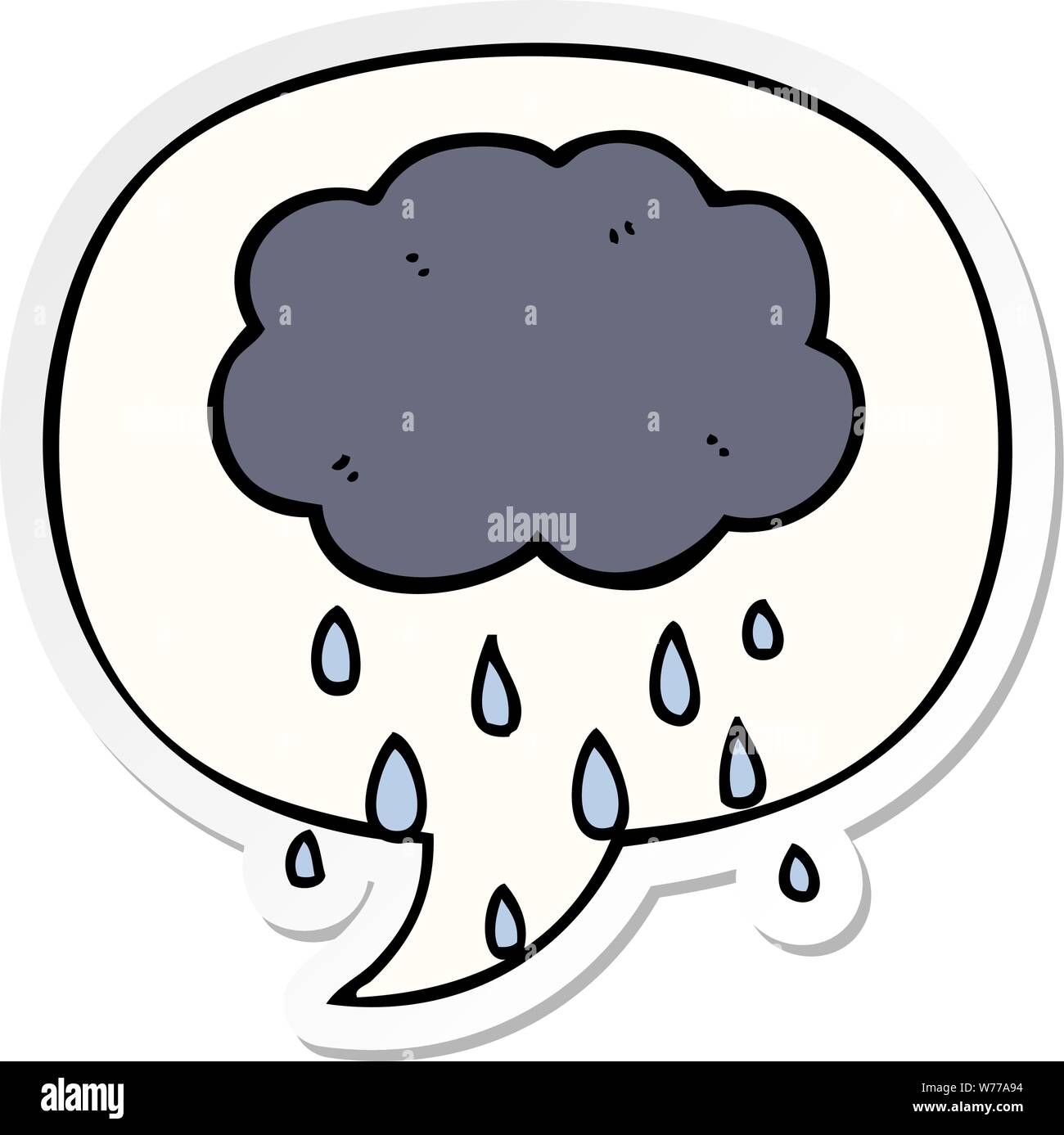 cartoon cloud raining with speech bubble sticker Stock Vector Image ...
