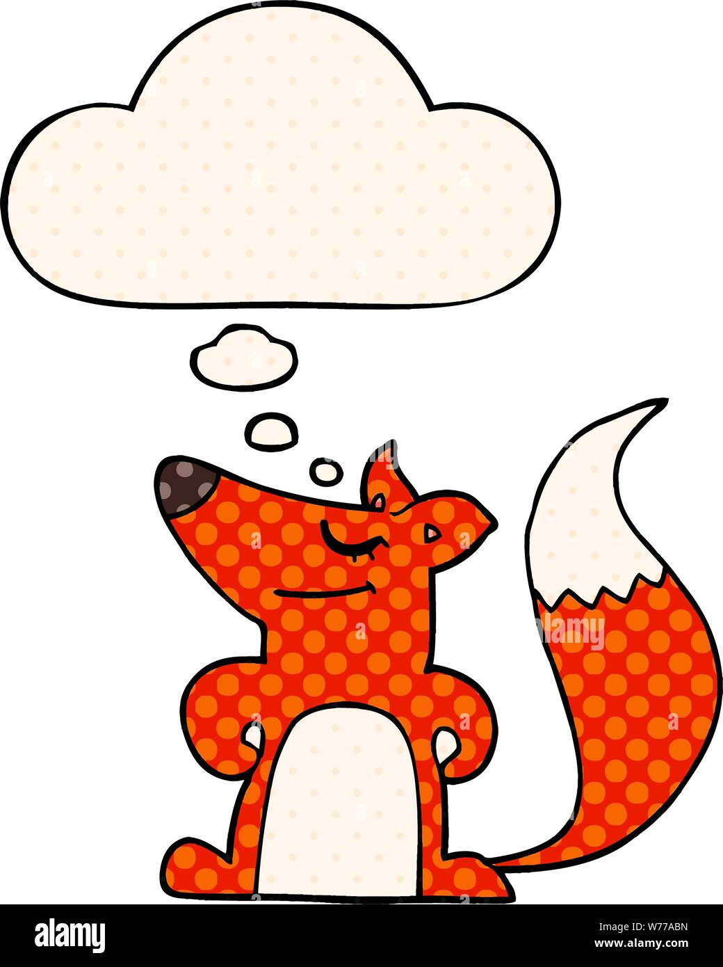 cartoon fox with thought bubble in comic book style Stock Vector