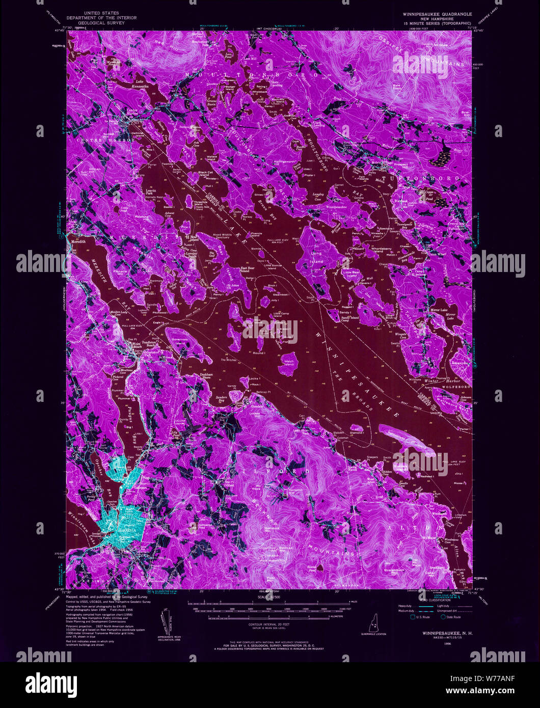 Nh Map In Depth USGS TOPO Map New Hampshire NH Winnipesaukee 330387 1956 62500 Inverted ...