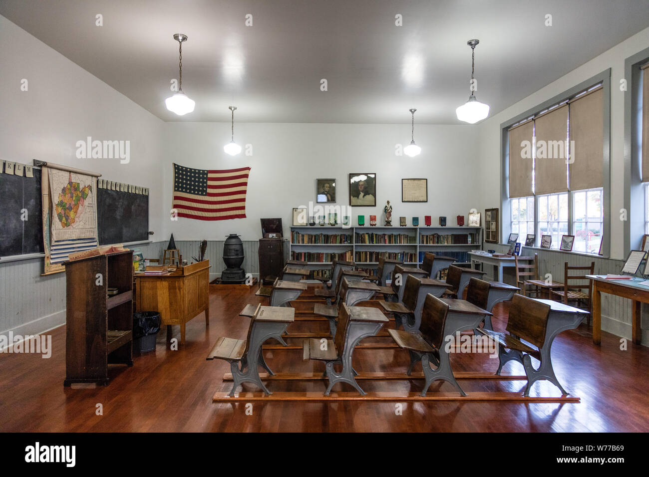 A One Room Schoolhouse S Classroom In One Of The Recreated