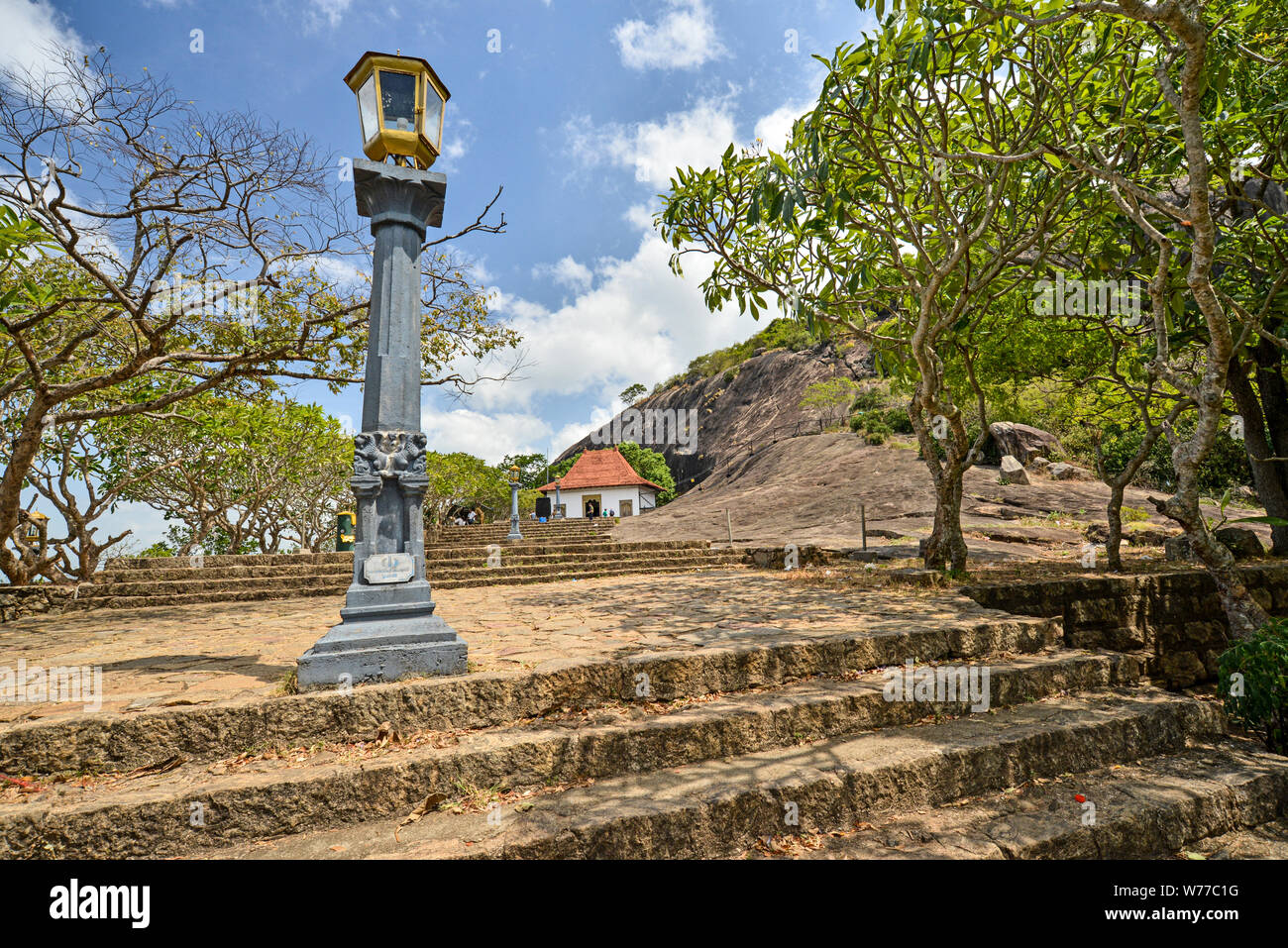 Dambullagama, Sri Lanka - July 7, 2016:  Lantern at the entrance of Dambulla royal cave temple Stock Photo