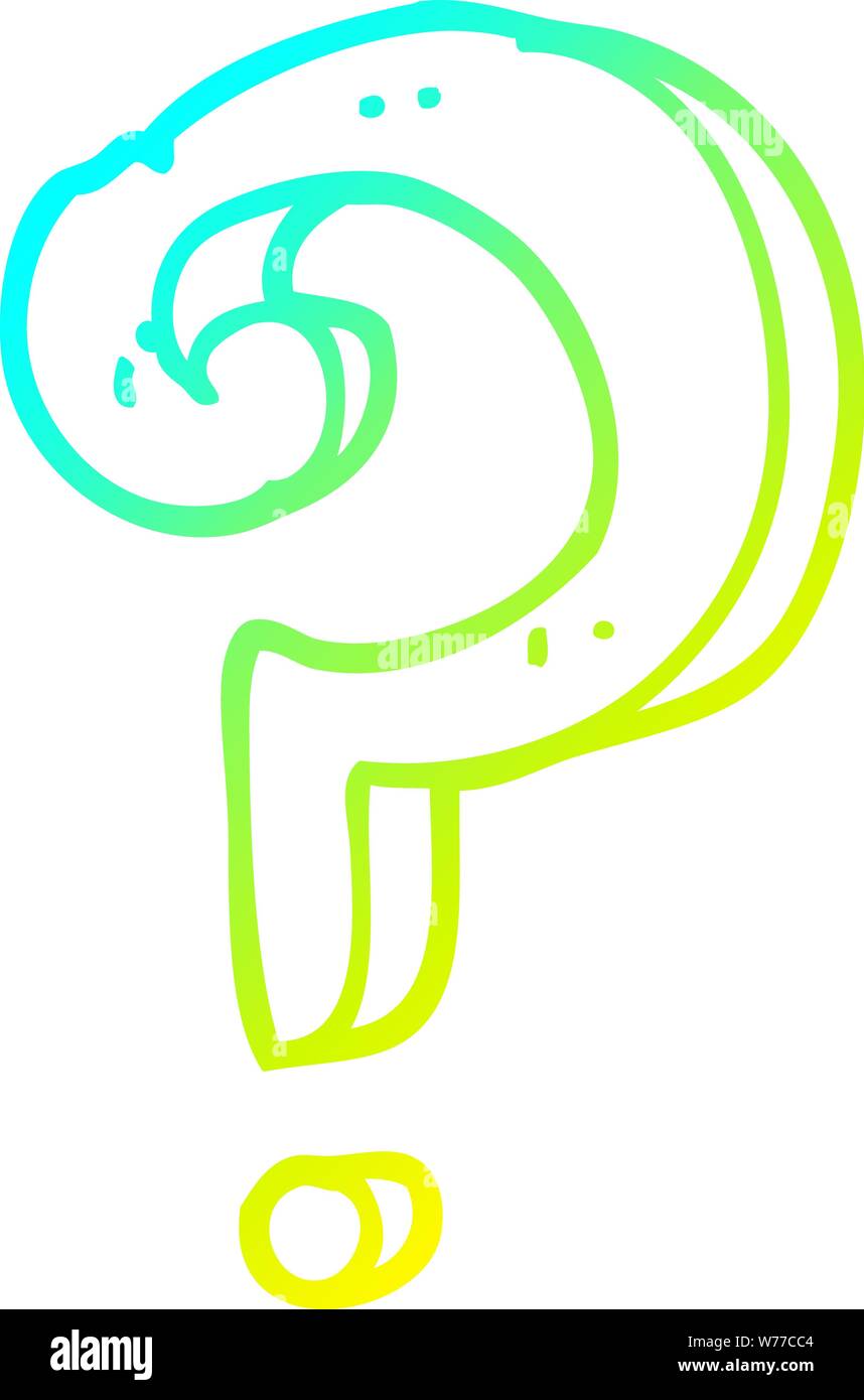 cold gradient line drawing of a cartoon question mark Stock Vector ...