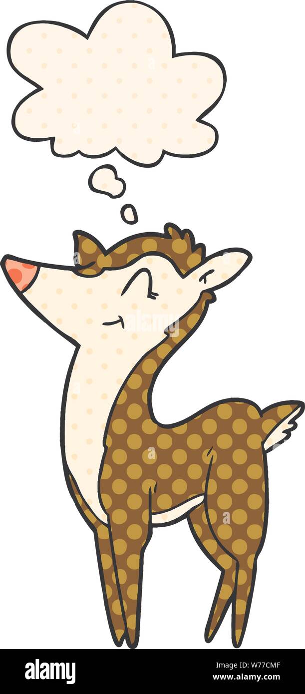 cartoon deer with thought bubble in comic book style Stock Vector