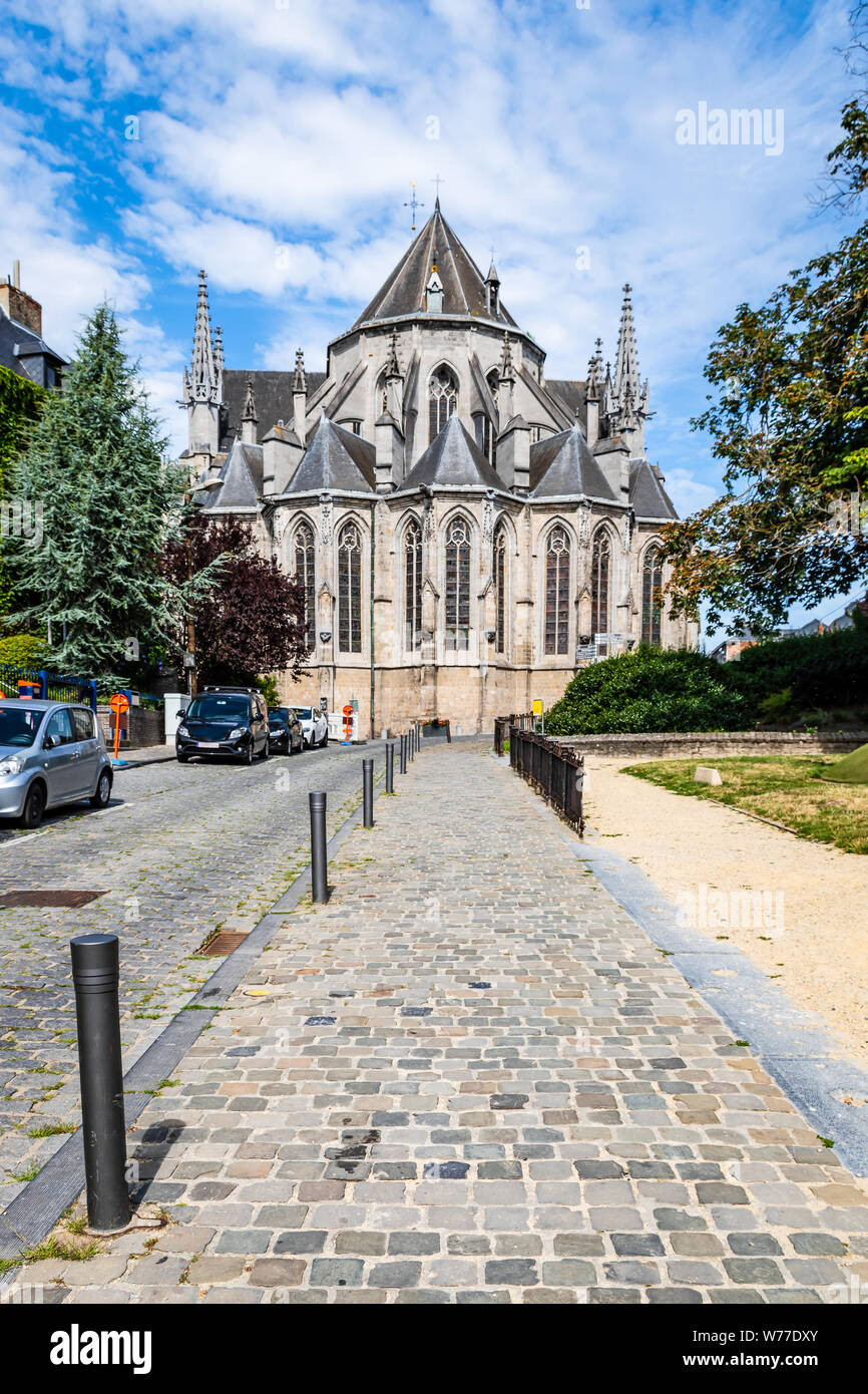 Saint Waltrude Collegiate Church in Mons, Belgium. Stock Photo