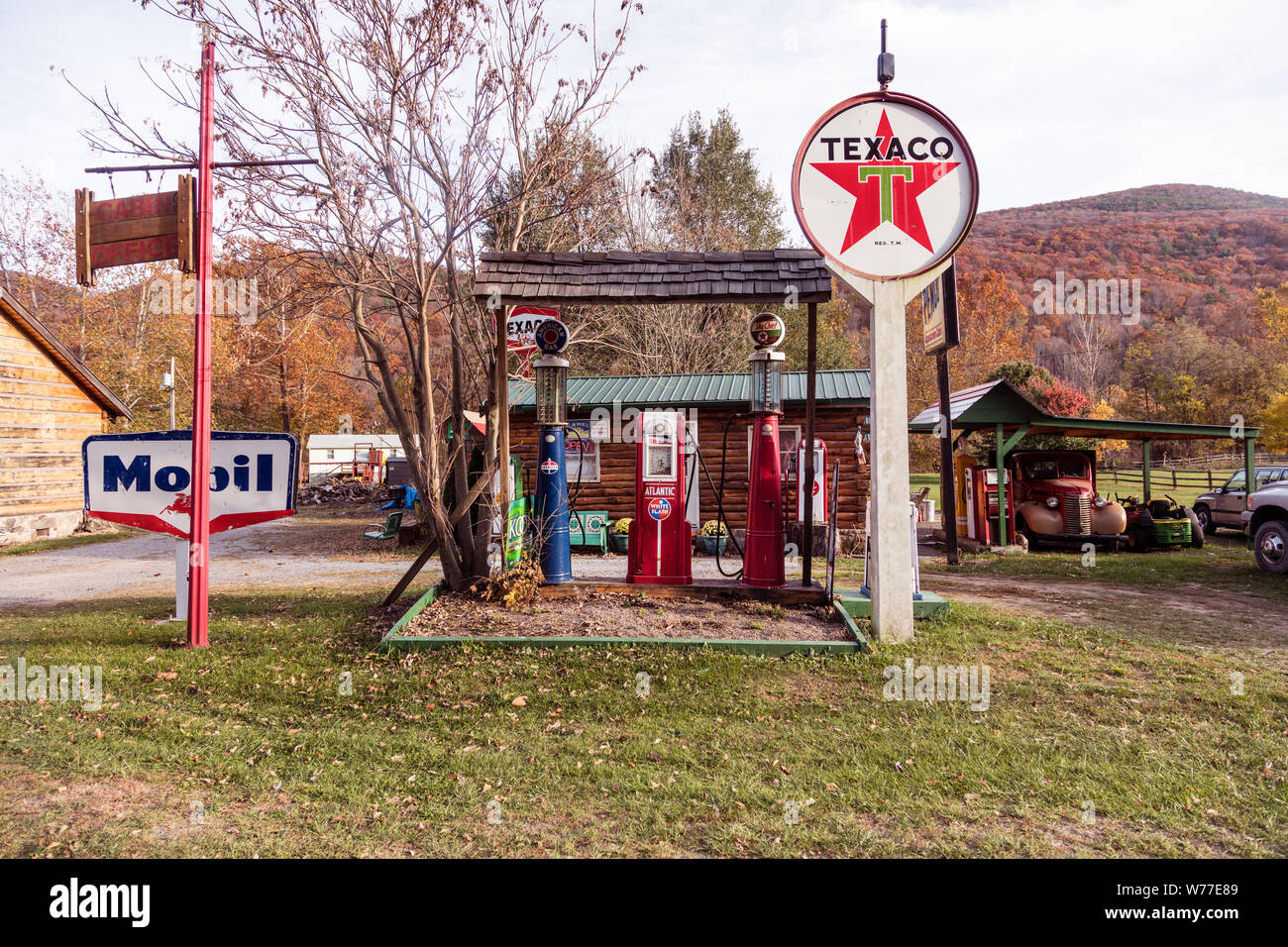 A Vintage Gasoline Station Display At A Tourist Cabin Site In