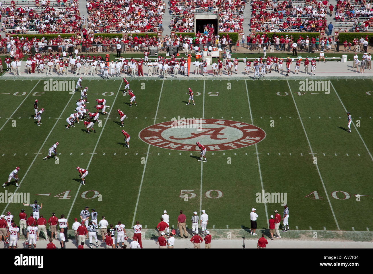 A-Day, a spring football scrimmage at University of Alabama, Tuscaloosa, Alabama Physical description: 1 photograph : digital, TIFF file, color.  Notes: Title, date, subject note, and keywords provided by the photographer.; Gift; George F. Landegger; 2010; (DLC/PP-2010:090).; Forms part of: George F. Landegger Collection of Alabama Photographs in Carol M. Highsmith's America Project in the Carol M. Highsmith Archive.; Photo shows the annual spring practice scrimmage game called A-Day. The Alabama Crimson Tide team began playing in 1892 and has claimed many national championships.; Stock Photo