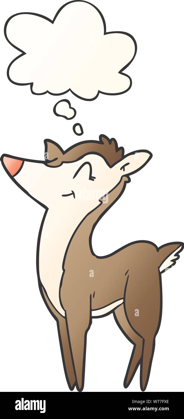 cartoon deer with thought bubble in smooth gradient style Stock Vector