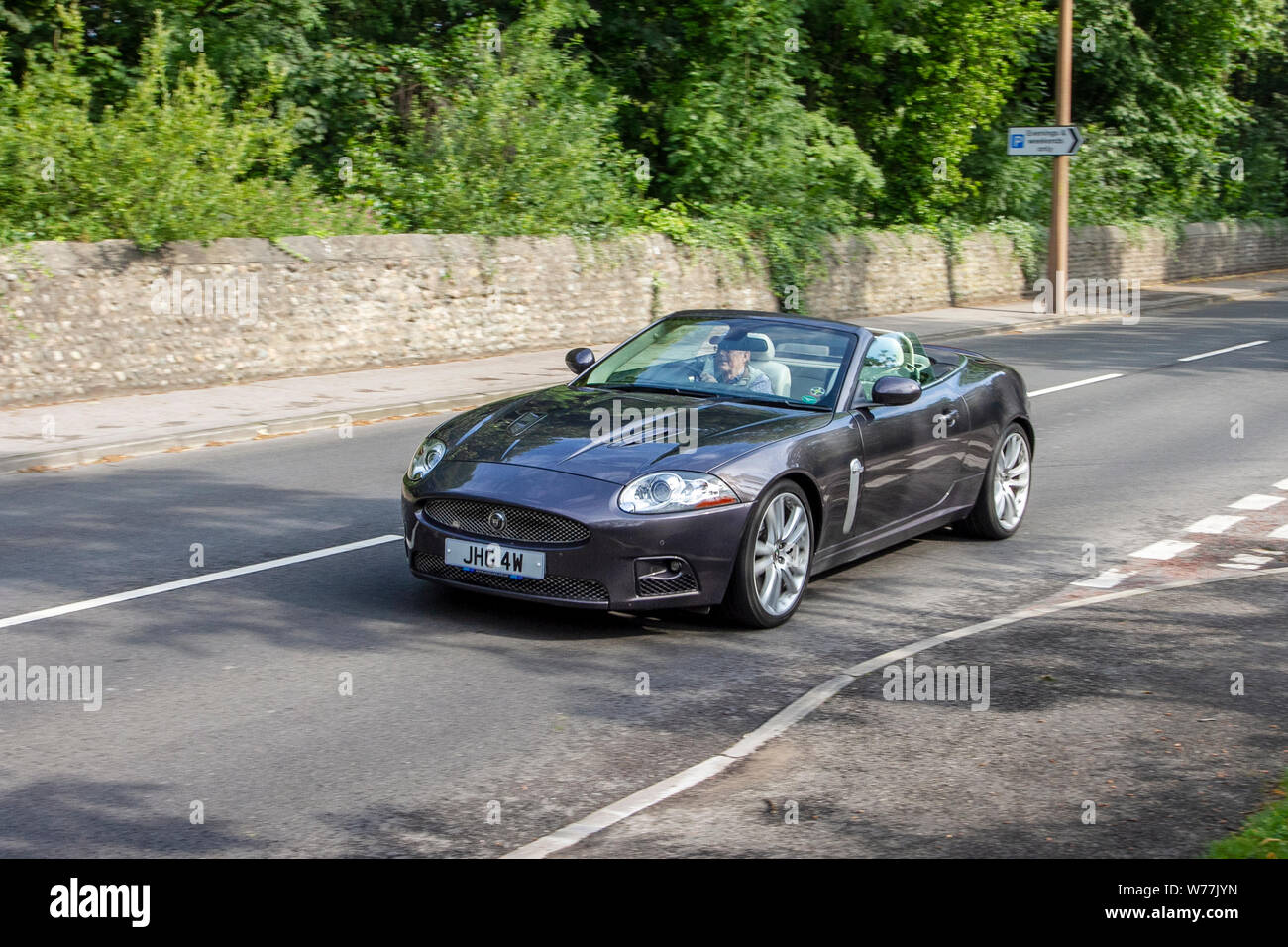 2008 Jaguar XKR 4.2 Auto en-route to Lytham Hall classic vintage collectible transport festival vehicles show. The Festival of Transport will see a diverse range of classic, vintage and prestige vehicles on display. Stock Photo