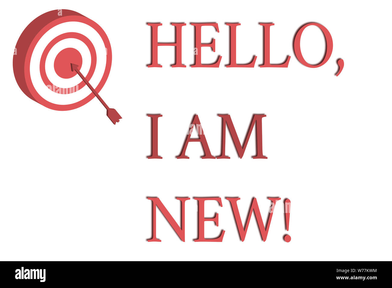 Word writing text Hello I Am New. Business photo showcasing used as greeting or to begin telephone conversation Dart Board in Circle Concentric Style Stock Photo