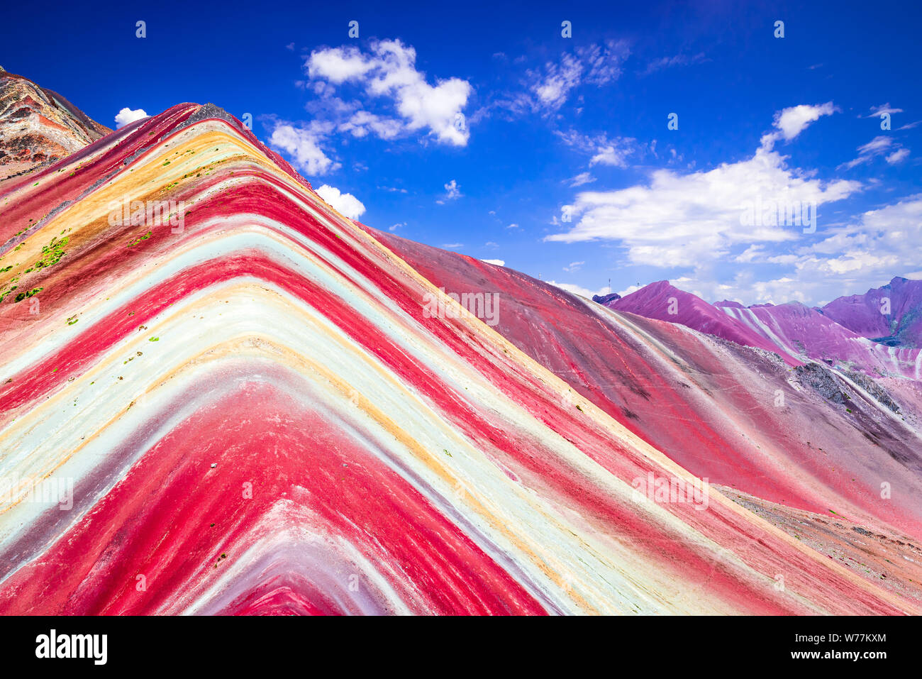 Vinicunca, Peru - Rainbow Mountain, Cordillera de los Andes, Cusco region in South America. Stock Photo