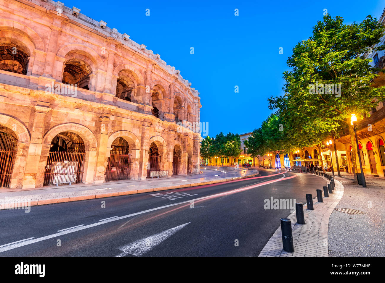 Nimes, France. Ancient Roman amphitheatre in the Occitanie region of southern France. Stock Photo