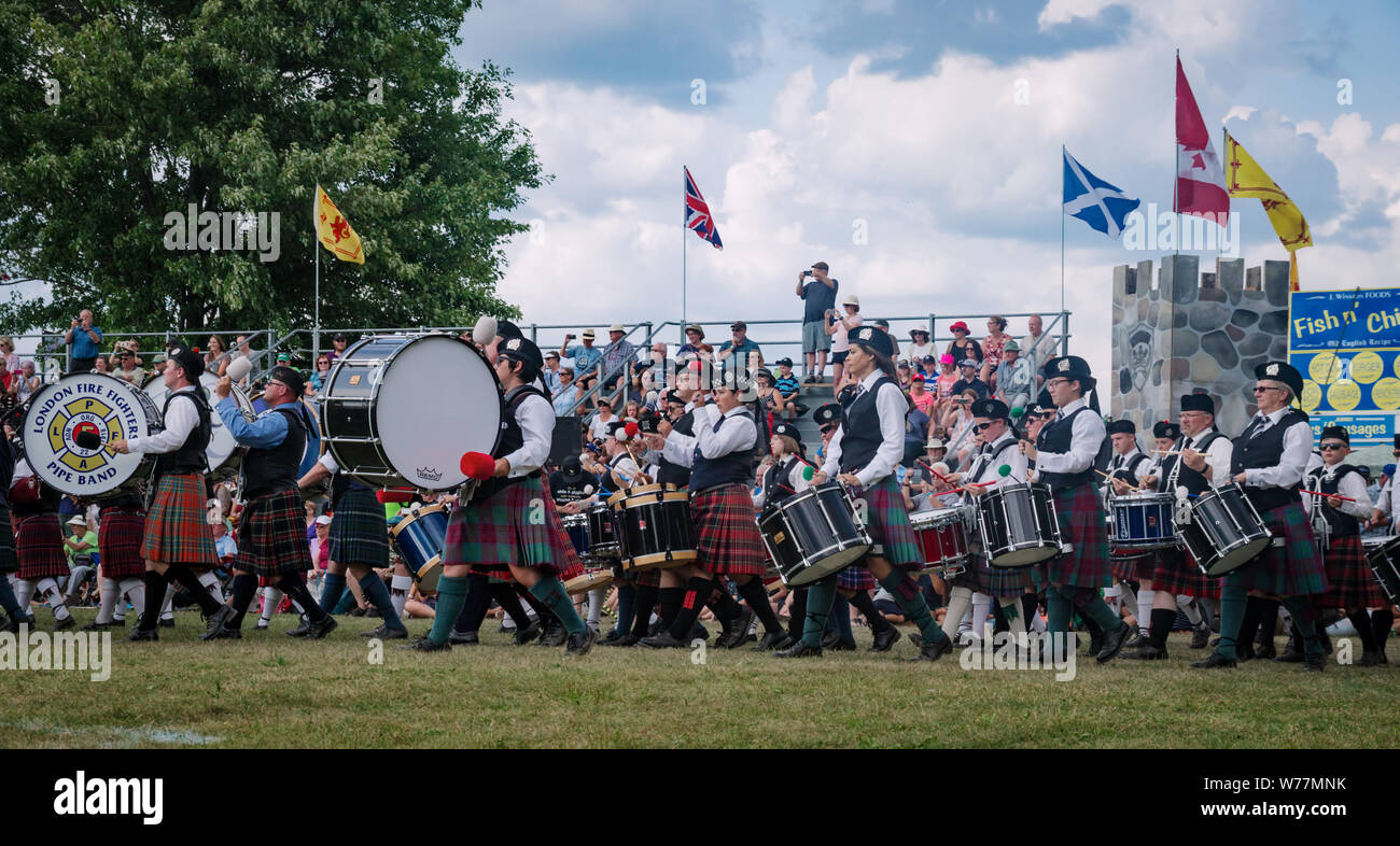 Fergus, Ontario, Canada 08 11 2018 Over 20 Pipe bands paricipated in