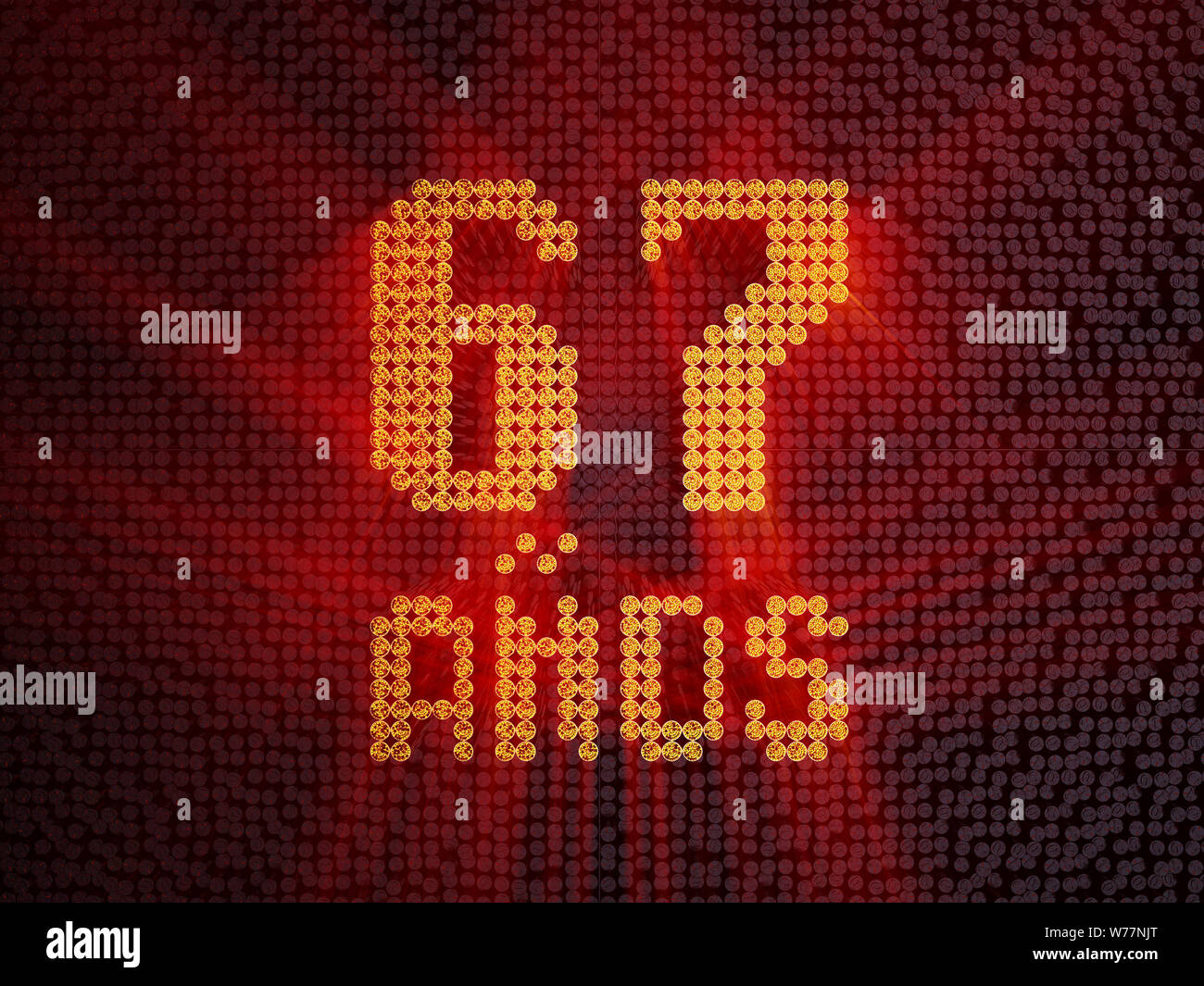 Inscription in Spanish. golden number sixtyseven years (number 67