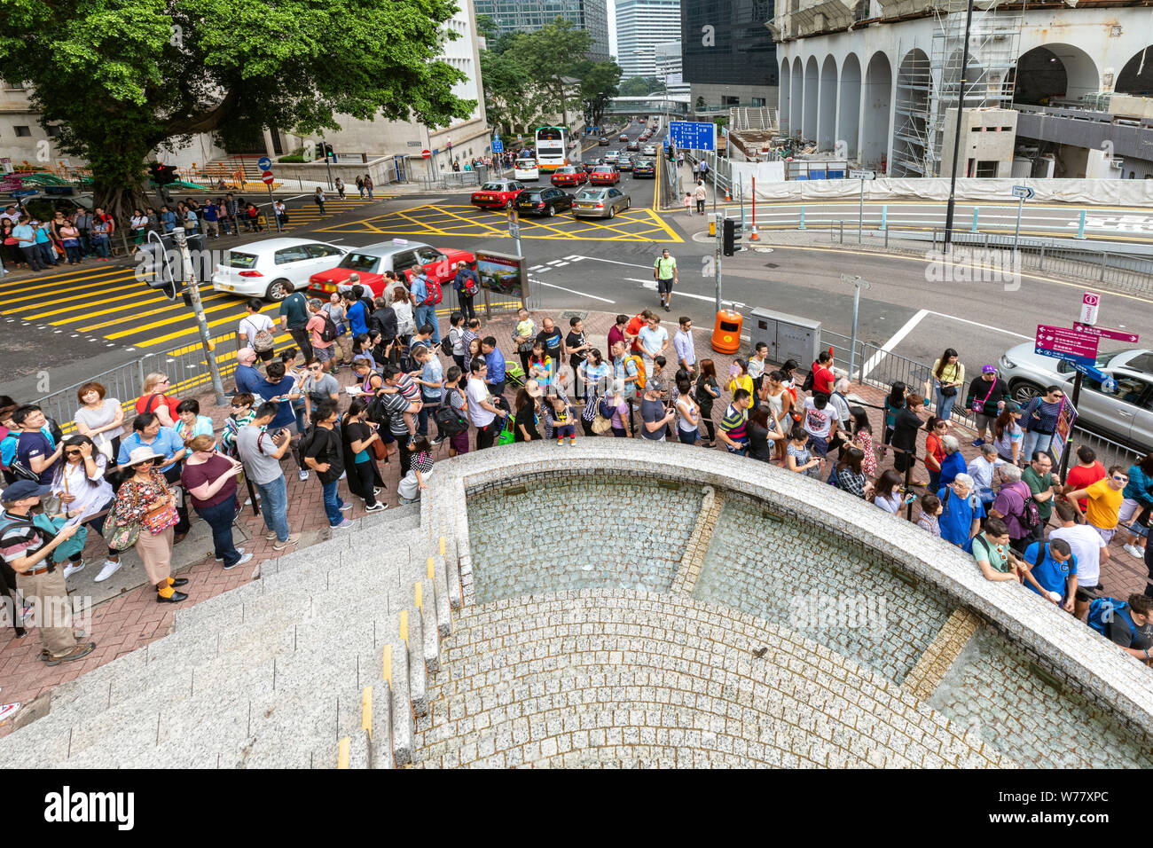 People in queue for Peak Tram, Central, Hong Kong, SAR, China Stock Photo