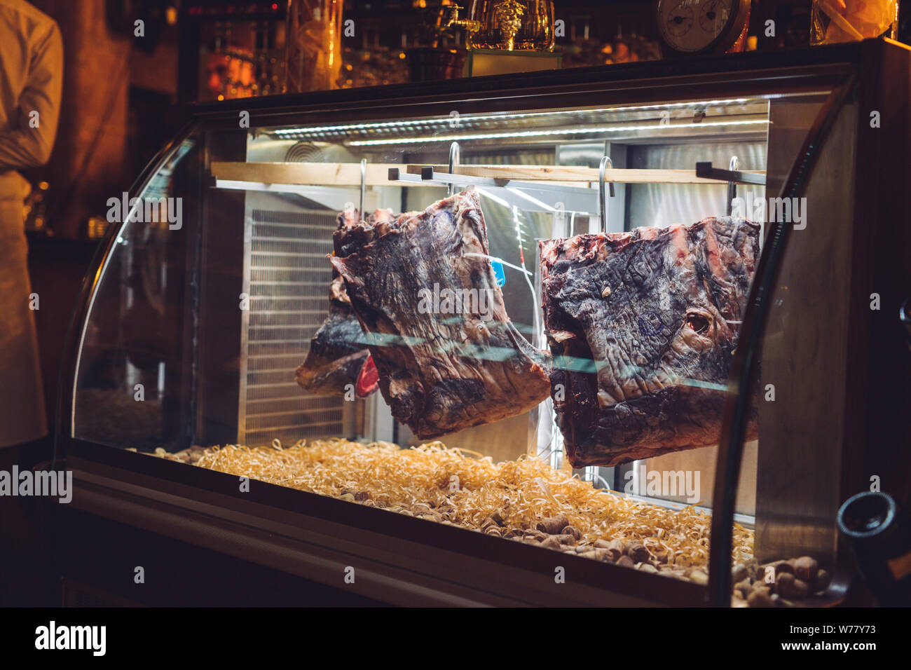 Dried meat. Beef steak in the drying oven Stock Photo Alamy