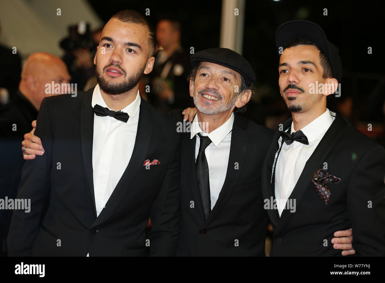 CANNES, FRANCE - MAY 19: Singers Bigflo and Oli with their father Fabian Ordonez attend the Diego Maradona screening during the 72nd Cannes Film Festi Stock Photo