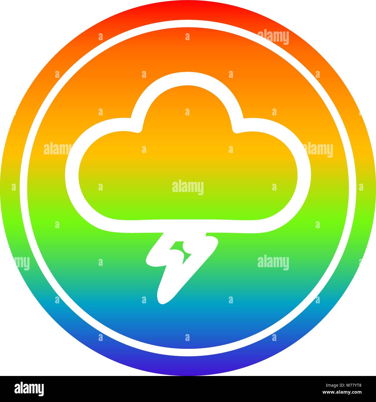 storm cloud circular icon with rainbow gradient finish Stock Vector ...