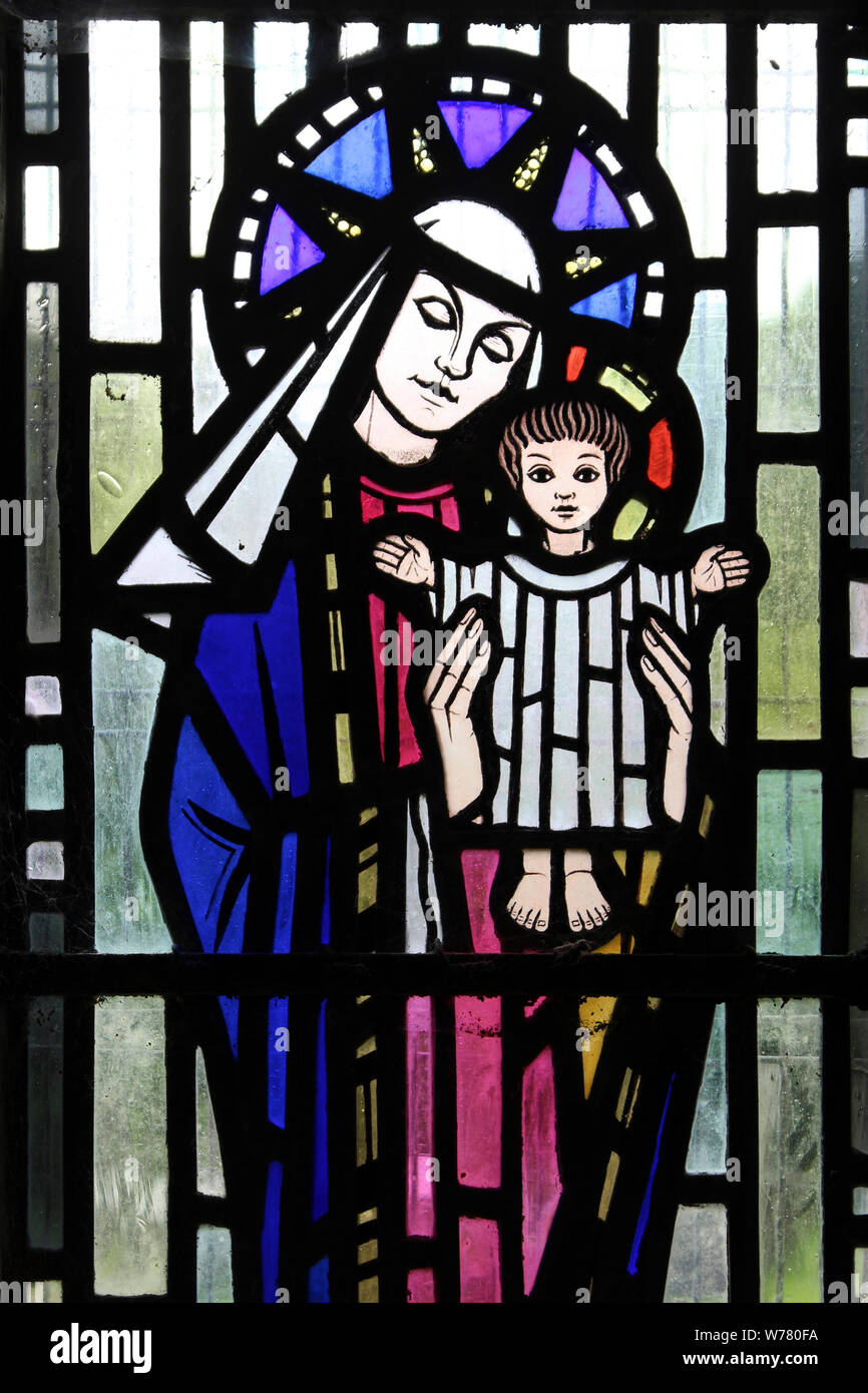 Virgin and Child Stained Glass Stock Photo
