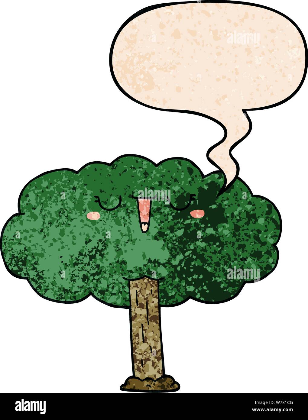 cartoon tree with speech bubble in retro texture style Stock Vector Image &  Art - Alamy
