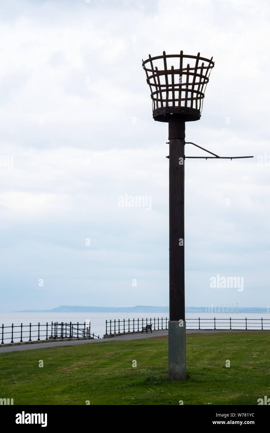 A Coastal Beacon at Town Moor, Hartlepool Headland Stock Photo