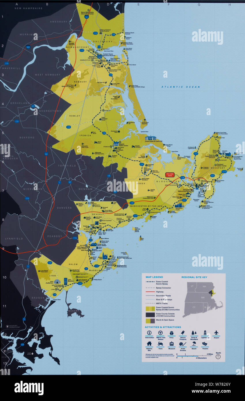 Gloucester Rockport MA map Stock Photo - Alamy