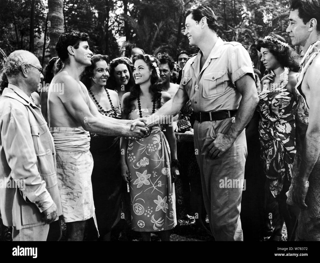 SHERRY MORELAND, JOHNNY WEISSMULLER, FURY OF THE CONGO, 1951 Stock Photo